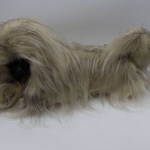 Vintage Japan Fluffy Dog 1950s Plush Stuffed Animal Lhasa Apso 17"